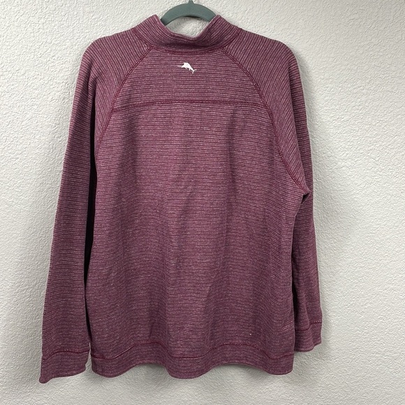 Tommy Bahama On The Double Half Zip Sweatshirt Marled Maroon Cabernet Knit - Picture 5 of 10